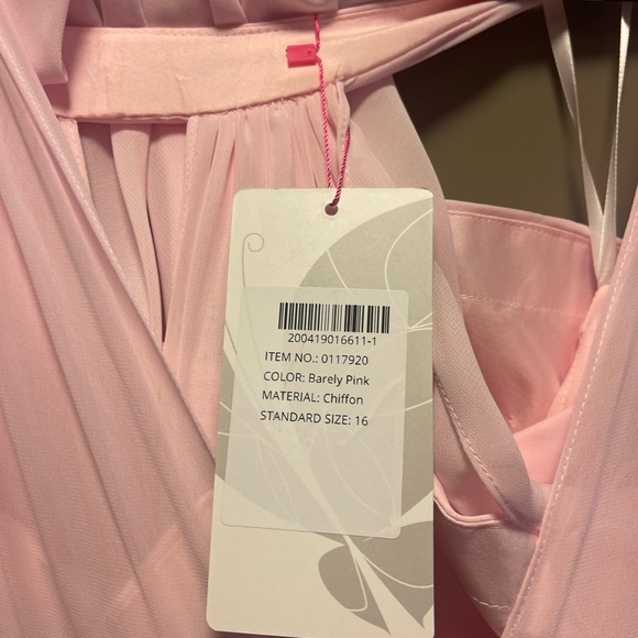 For Her and For Him Bridesmaid Dress - Pink Chiffon Halter Size 16 - Picture 3 of 4